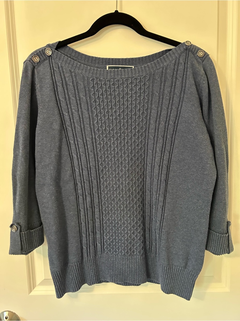Karen Scott Light Blue Cable-Knit Boatneck style Sweater